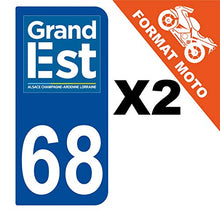 Supstick 2 Stickers Autocollants Plaques Immatriculation Moto Dept 68 Grand est Bleu Foncé 2 Angles Arrondis
