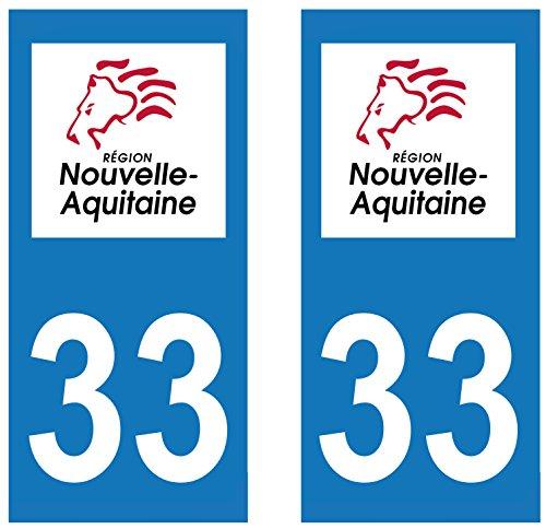 supstick 2 STICKERS AUTOCOLLANT PLAQUE IMMATRICULATION DEPT 33 Nouvelle-Aquitaine format rectangulaire - supstick.fr