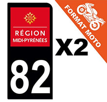 Supstick 2 Stickers Autocollants Plaques Immatriculation Moto Dept 82 Midi Pyrénées Noir 1 Angle Arrondi