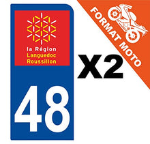 Supstick 2 Stickers Autocollants Plaques Immatriculation Moto Dept 48 Languedoc Roussillon Bleu Foncé 1 Angle Arrondi