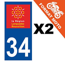 Supstick 2 Stickers Autocollants Plaques Immatriculation Moto Dept 34 Languedoc Roussillon Bleu Foncé Angles Carrés