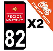 Supstick 2 Stickers Autocollants Plaques Immatriculation Moto Dept 82 Midi Pyrénées Noir 2 Angles Arrondis