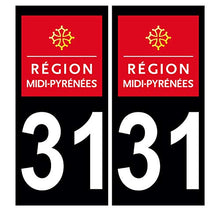 Supstick 2 Stickers Autocollants Plaques Immatriculation Auto Dept 31 Midi Pyrénées Noir Angles Carrés