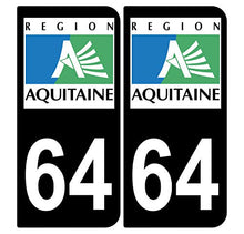 Supstick 2 Stickers Autocollants Plaques Immatriculation Auto Dept 64 Aquitaine Noir Angles Arrondis