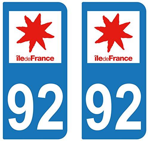 supstick 2 STICKERS AUTOCOLLANT PLAQUE IMMATRICULATION DEPT 92 Région île-de-France - supstick.fr
