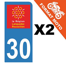 Supstick 2 Stickers Autocollants Plaques Immatriculation Moto Dept 30 Languedoc Roussillon Bleu Clair 1 Angle Arrondi