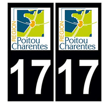 Supstick 2 Stickers Autocollants Plaques Immatriculation Auto Dept 17 Poitou Charentes Noir Angles Carrés