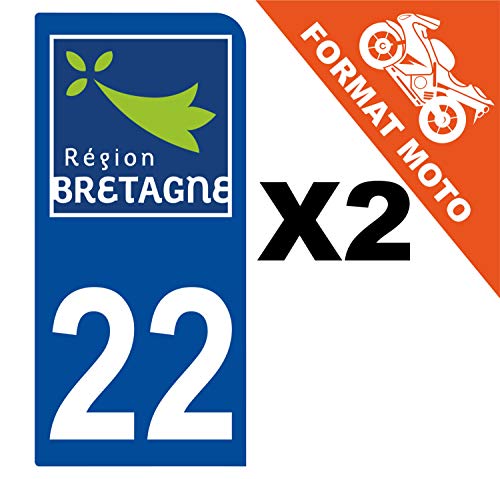 Supstick 2 Stickers Autocollants Plaques Immatriculation Moto Dept 22 Bretagne Bleu Foncé 1 Angle Arrondi