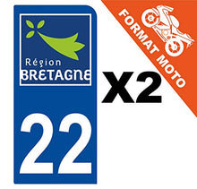 Supstick 2 Stickers Autocollants Plaques Immatriculation Moto Dept 22 Bretagne Bleu Foncé 1 Angle Arrondi