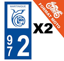 Supstick 2 Stickers Autocollants Plaques Immatriculation Moto Dept 972 Martinique Bleu Foncé Angles Carrés