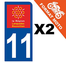 Supstick 2 Stickers Autocollants Plaques Immatriculation Moto Dept 11 Languedoc Roussillon Bleu Foncé 1 Angle Arrondi
