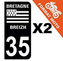 Supstick 2 Stickers Autocollants Plaques Immatriculation Moto Dept 35 Bretagne Breizh Noir 2 Angles Arrondis