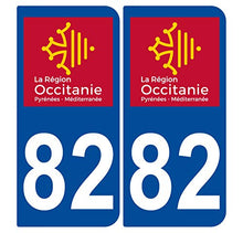 Supstick 2 Stickers Autocollants Plaques Immatriculation Auto Dept 82 Occitanie Bleu Foncé Angles Arrondis