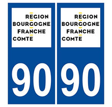Supstick 2 Stickers Autocollants Plaques Immatriculation Auto Dept 90 Bourgogne Franche Comté Bleu Foncé Angles Carrés