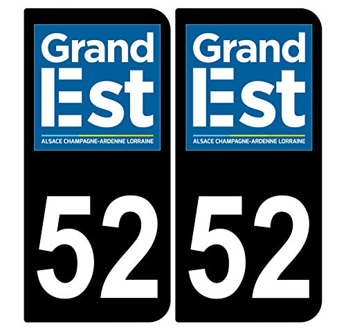Supstick 2 Stickers Autocollants Plaques Immatriculation Auto Dept 52 Grand Est Noir Angles Arrondis