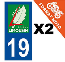 Supstick 2 Stickers Autocollants Plaques Immatriculation Moto Dept 19 Limousin Bleu Foncé Angles Carrés