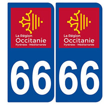 Supstick 2 Stickers Autocollants Plaques Immatriculation Auto Dept 66 Occitanie Bleu Foncé Angles Arrondis