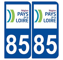 Supstick 2 Stickers Autocollants Plaques Immatriculation Auto Dept 85 Pays de la Loire Bleu Foncé Angles Arrondis