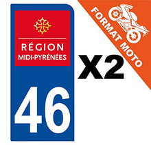Supstick 2 Stickers Autocollants Plaques Immatriculation Moto Dept 46 Midi Pyrénées Bleu Foncé 1 Angle Arrondi