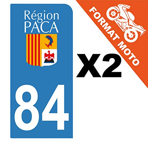 Supstick 2 Stickers Autocollants Plaques Immatriculation Moto Dept 84 Paca Bleu Clair 1 Angle Arrondi