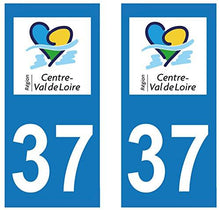 supstick 2 STICKERS AUTOCOLLANT PLAQUE IMMATRICULATION DEPT 37 region Centre-Val de Loire format rectangulaire - supstick.fr