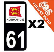 Supstick 2 Stickers Autocollants Plaques Immatriculation Moto Dept 61 Normandie Noir 2 Angles Arrondis
