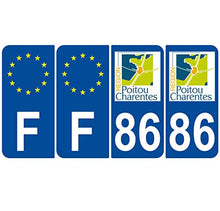 Supstick 4 Stickers Autocollants Plaques Immatriculation Auto Dept 86 Poitou Charentes Bleu Foncé Angles Arrondis