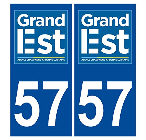 Supstick 2 Stickers Autocollants Plaques Immatriculation Auto Dept 57 Grand Est Bleu Foncé Angles Carrés