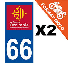 Supstick 2 Stickers Autocollants Plaques Immatriculation Moto Dept 66 Occitanie Bleu Foncé Angles Carrés