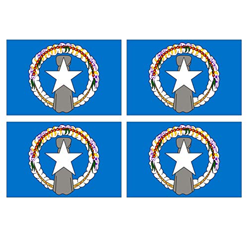 Supstick Lot de 4 Autocollants Stickers Drapeau de Pays Nation iles Marianne du Nord Format 6x4cm
