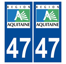 Supstick 2 Stickers Autocollants Plaques Immatriculation Auto Dept 47 Aquitaine Bleu Foncé Angles Carrés