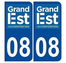 Supstick 2 Stickers Autocollants Plaques Immatriculation Auto Dept 08 Grand Est Bleu Foncé Angles Arrondis