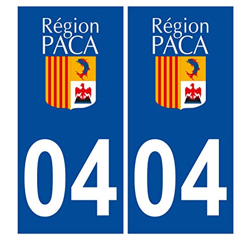 Supstick 2 Stickers Autocollants Plaques Immatriculation Auto Dept 04 Paca Bleu Foncé Angles Carrés