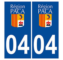 Supstick 2 Stickers Autocollants Plaques Immatriculation Auto Dept 04 Paca Bleu Foncé Angles Carrés