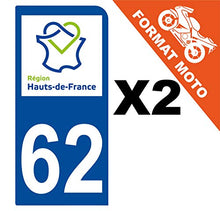 Supstick 2 Stickers Autocollants Plaques Immatriculation Moto Dept 62 Hauts de France Bleu Foncé 1 Angle Arrondi