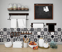 Planche de 16 Adhésif Carrelage - décoration de carreaux - 48 pièces plastifié en mat - mosaïque noir et blanc - format 15x15cm par pièce