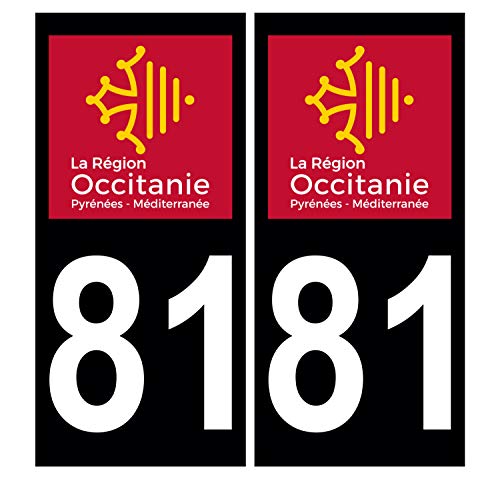 Supstick 2 Stickers Autocollants Plaques Immatriculation Auto Dept 81 Occitanie Noir Angles Carrés