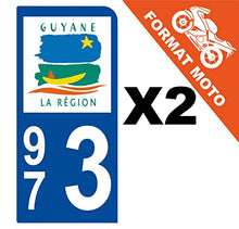 Supstick 2 Stickers Autocollants Plaques Immatriculation Moto Dept 973 Guyane Bleu Foncé 1 Angle Arrondi