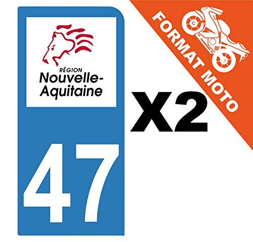 Supstick 2 Stickers Autocollants Plaques Immatriculation Moto Dept 47 Nouvelle Aquitaine Bleu Clair 1 Angle Arrondi