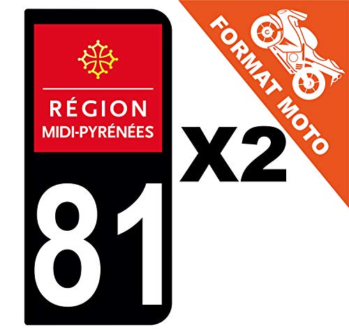 Supstick 2 Stickers Autocollants Plaques Immatriculation Moto Dept 81 Midi Pyrénées Noir 2 Angles Arrondis