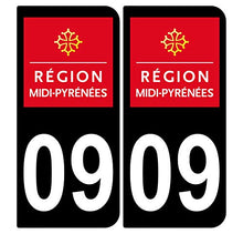 Supstick 2 Stickers Autocollants Plaques Immatriculation Auto Dept 09 Midi Pyrénées Noir Angles Arrondis