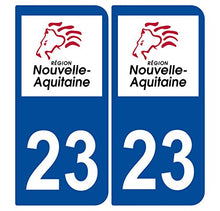 Supstick 2 Stickers Autocollants Plaques Immatriculation Auto Dept 23 Nouvelle Aquitaine Bleu Foncé Angles Arrondis