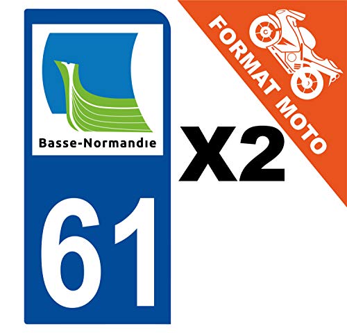 Supstick 2 Stickers Autocollants Plaques Immatriculation Moto Dept 61 Basse Normandie Bleu Foncé 1 Angle Arrondi