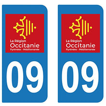 SupStick 2 STICKERS AUTOCOLLANT PLAQUE IMMATRICULATION DEPARTEMENT 09 Ariège REGION OCCITANIE