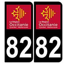 Supstick 2 Stickers Autocollants Plaques Immatriculation Auto Dept 82 Occitanie Noir Angles Arrondis