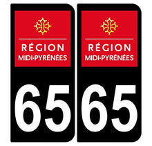 Supstick 2 Stickers Autocollants Plaques Immatriculation Auto Dept 65 Midi Pyrénées Noir Angles Arrondis
