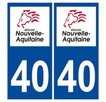 Supstick 2 Stickers Autocollants Plaques Immatriculation Auto Dept 40 Nouvelle Aquitaine Bleu Foncé Angles Carrés