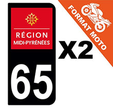 Supstick 2 Stickers Autocollants Plaques Immatriculation Moto Dept 65 Midi Pyrénées Noir 2 Angles Arrondis