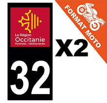 Supstick 2 Stickers Autocollants Plaques Immatriculation Moto Dept 32 Occitanie Noir Angles Carrés