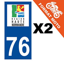 Supstick 2 Stickers Autocollants Plaques Immatriculation Moto Dept 76 Haute Normandie Bleu Foncé Angles Carrés